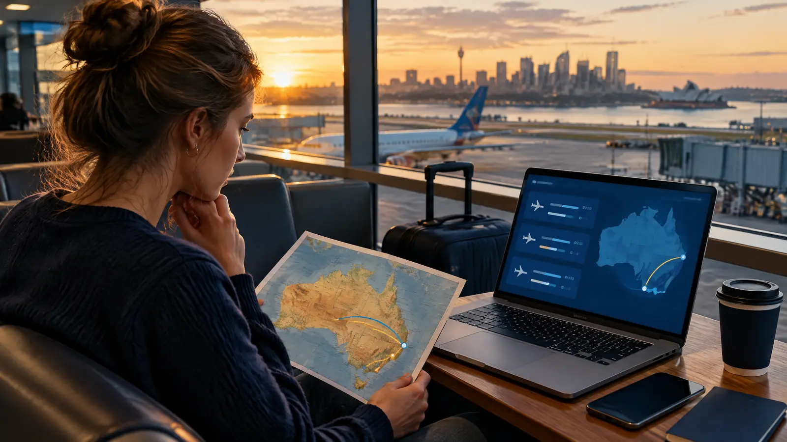 Vé máy bay đi Úc: so sánh Sydney và Melbourne – ảnh minh họa hành trình hàng không