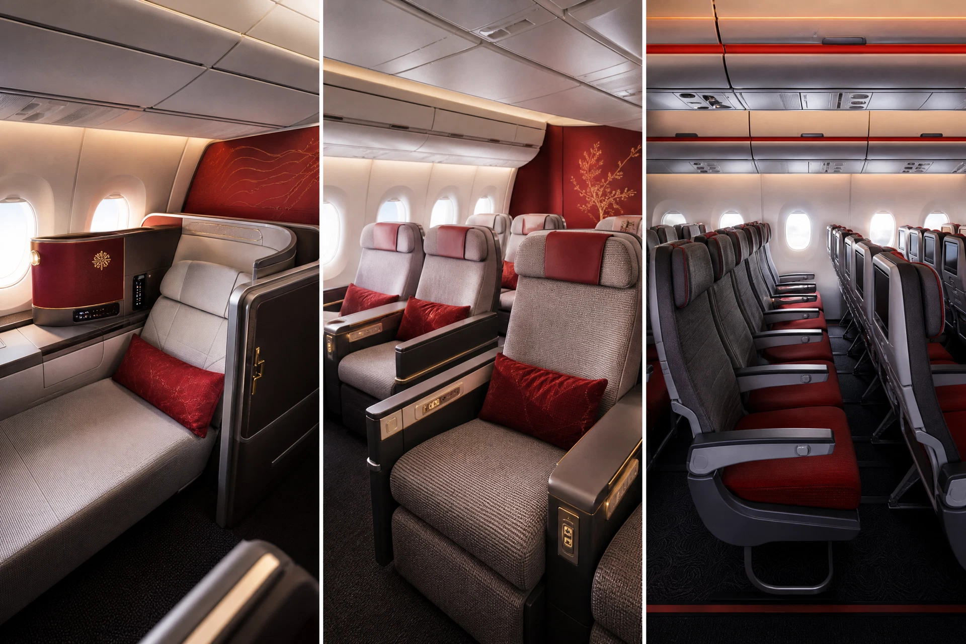 Khoang Thương gia minh họa theo nhận diện hãng: Air China