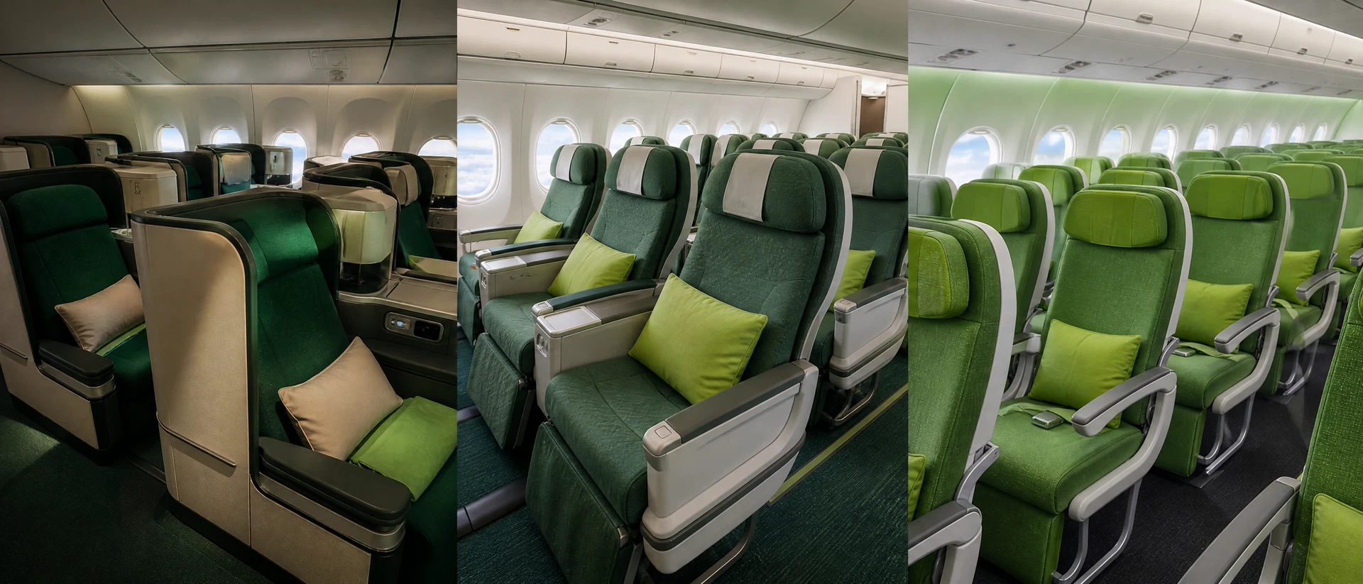 Khoang Thương gia minh họa theo nhận diện hãng: Bamboo Airways