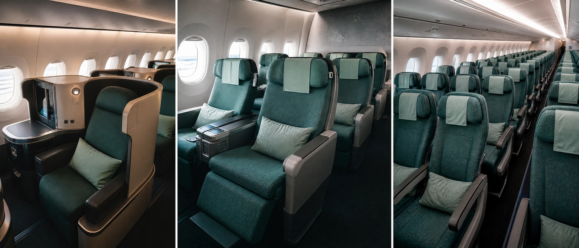 Khoang Thương gia minh họa theo nhận diện hãng: Cathay Pacific