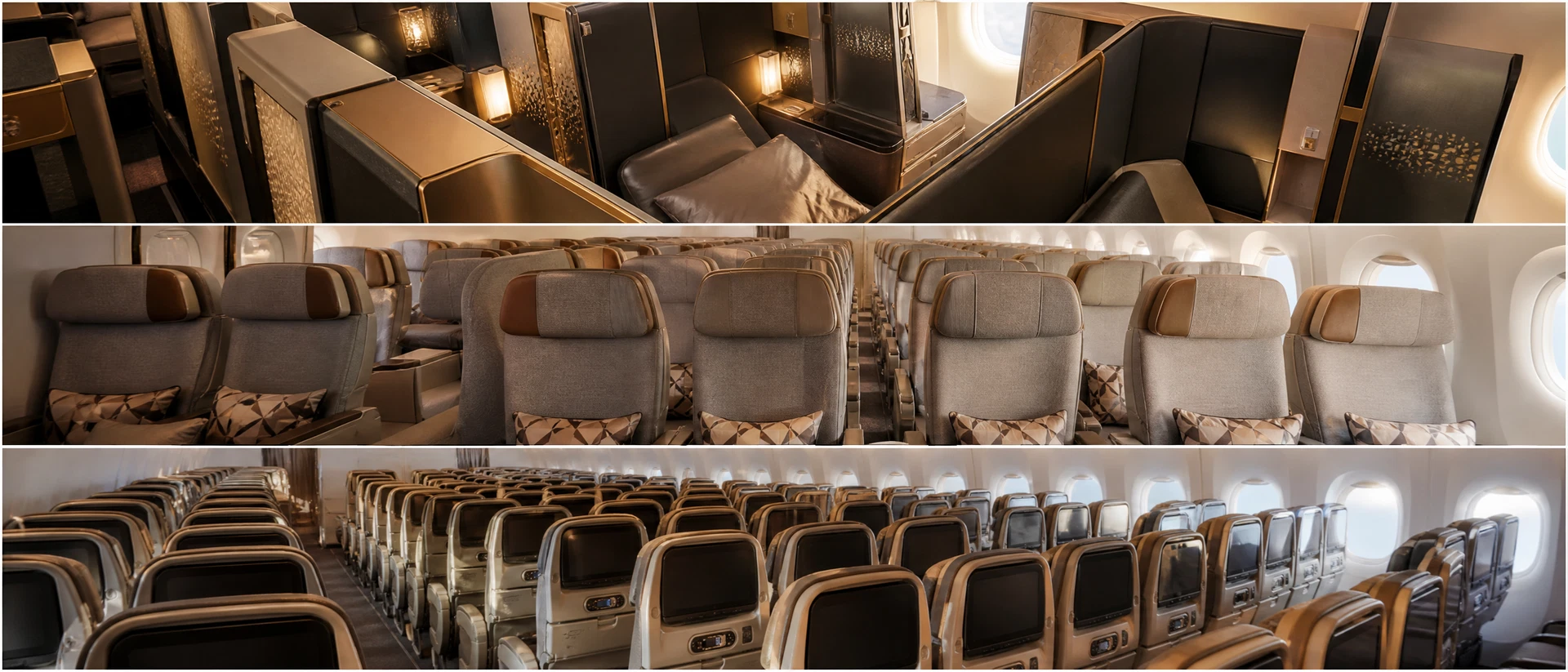 Khoang Thương gia minh họa theo nhận diện hãng: Etihad Airways