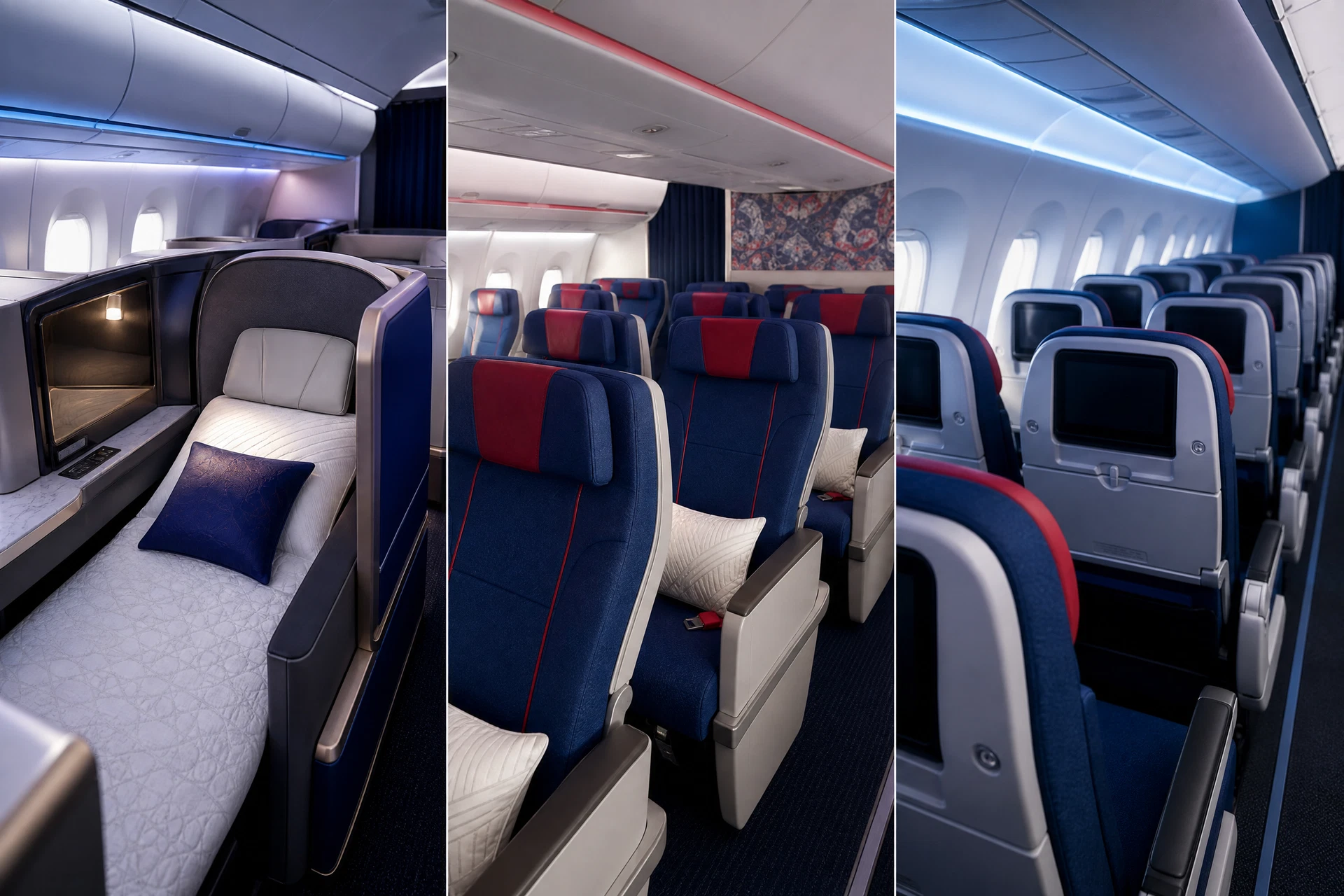 Khoang Thương gia minh họa theo nhận diện hãng: Malaysia Airlines