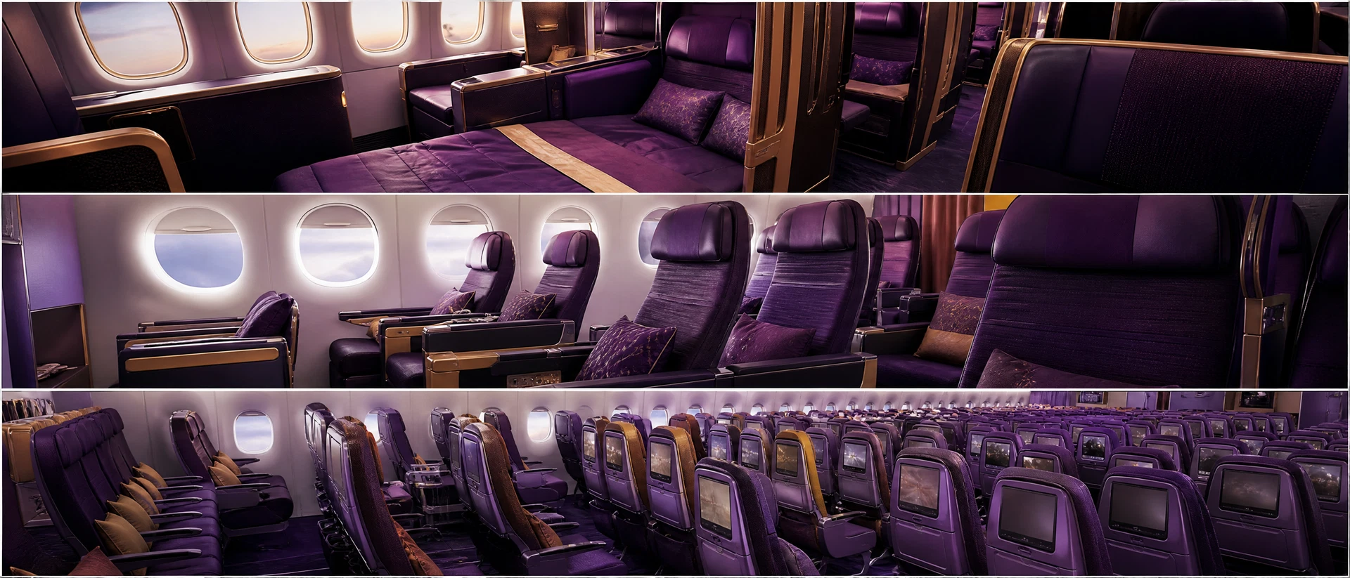 Khoang Thương gia minh họa theo nhận diện hãng: Thai Airways