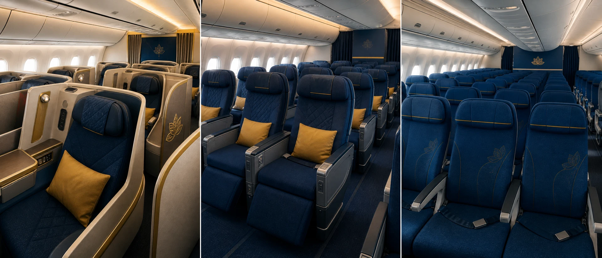 Khoang Thương gia minh họa theo nhận diện hãng: Vietnam Airlines