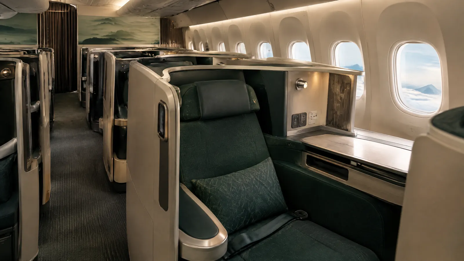 Khoang Thương gia minh họa theo nhận diện hãng: Cathay Pacific