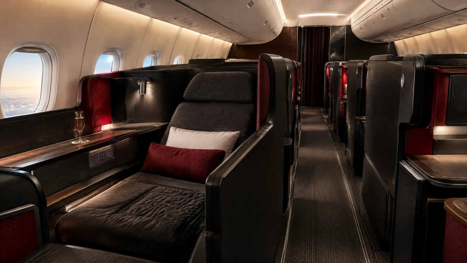 Khoang Thương gia minh họa theo nhận diện hãng: Qantas