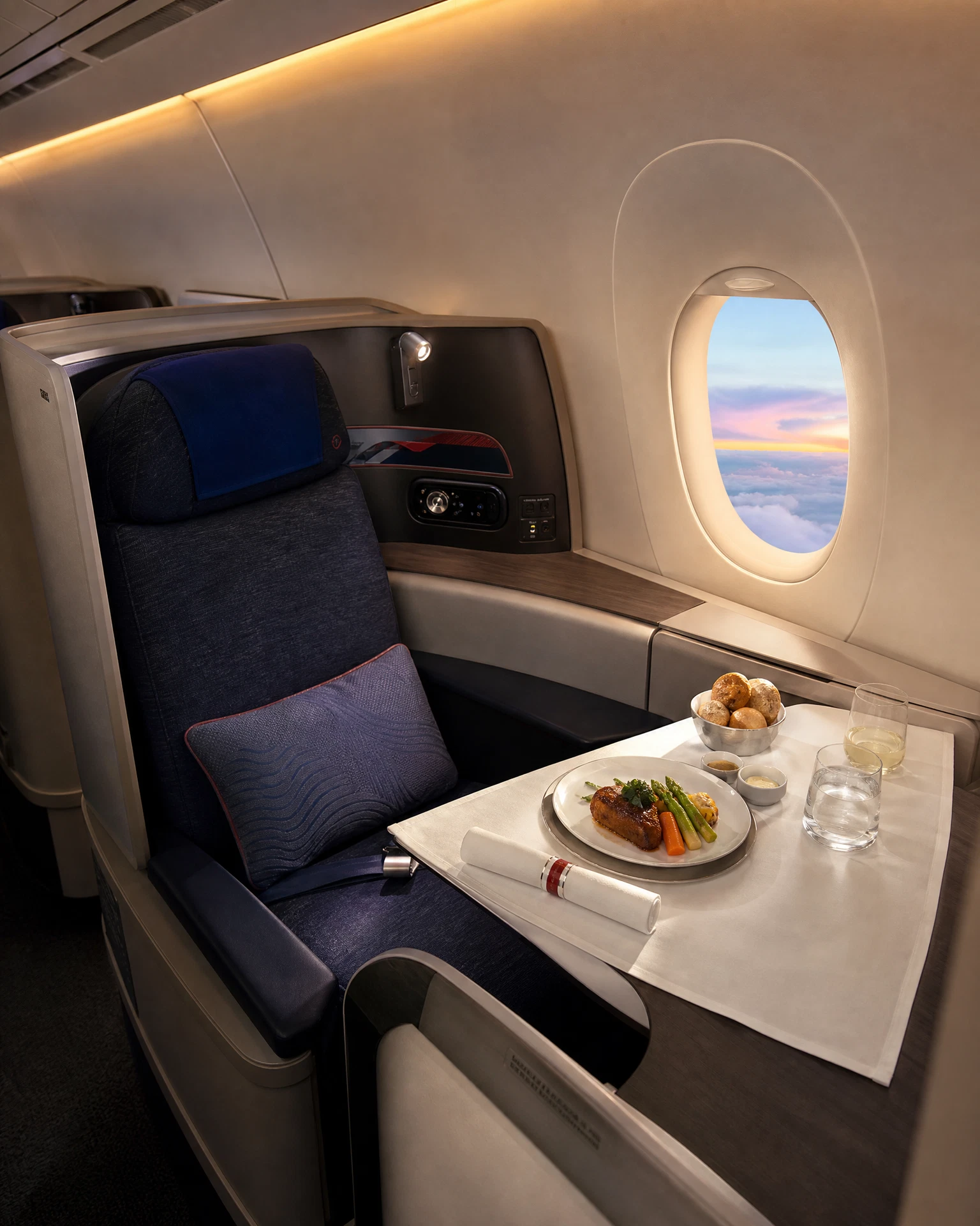 Khoang Thương gia minh họa theo nhận diện hãng: China Eastern Airlines