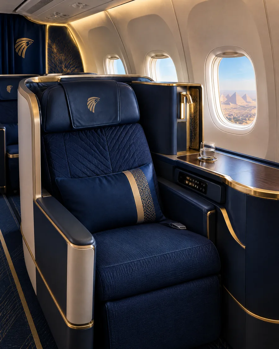 Khoang Thương gia minh họa theo nhận diện hãng: EgyptAir