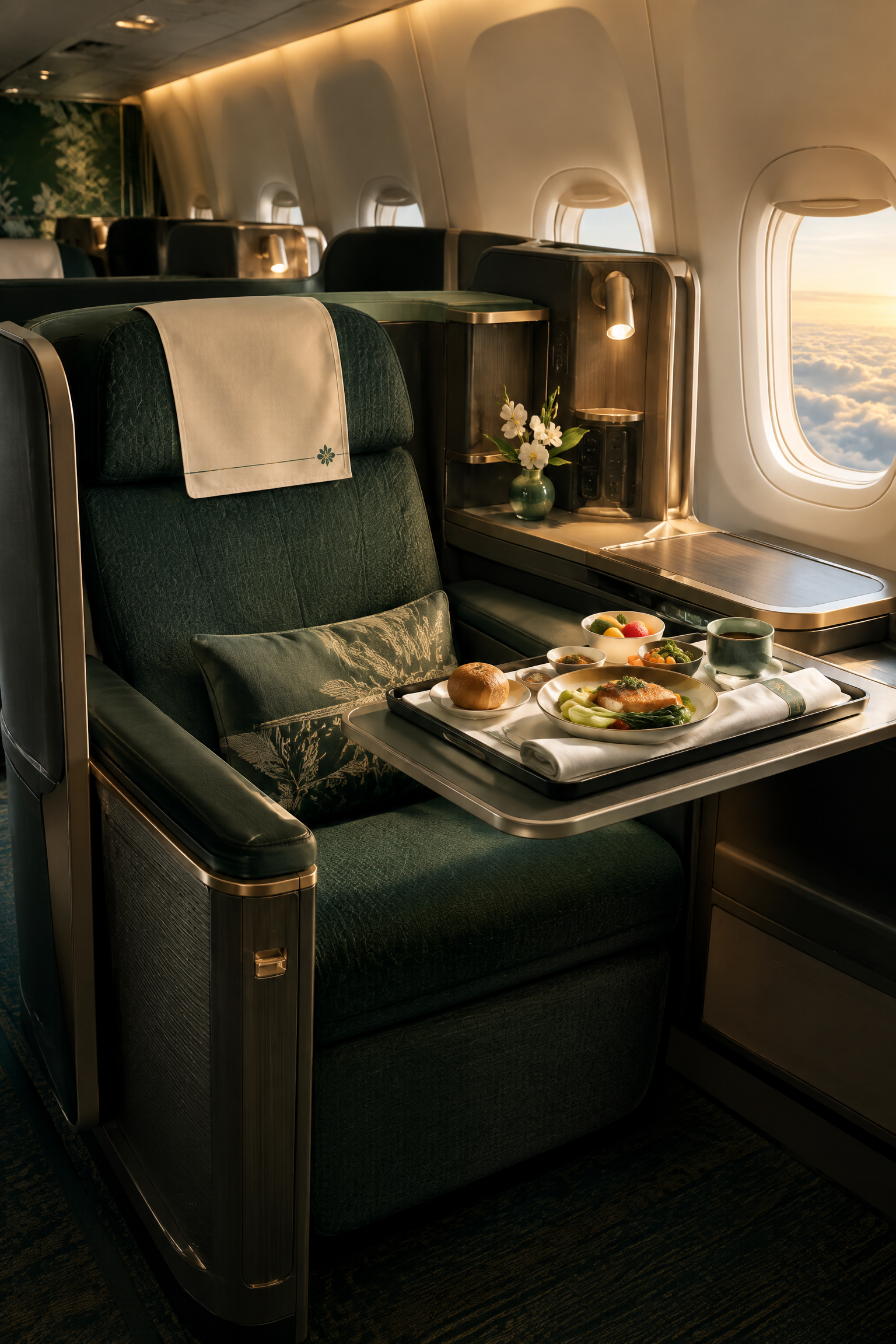 Khoang Thương gia minh họa theo nhận diện hãng: EVA Air