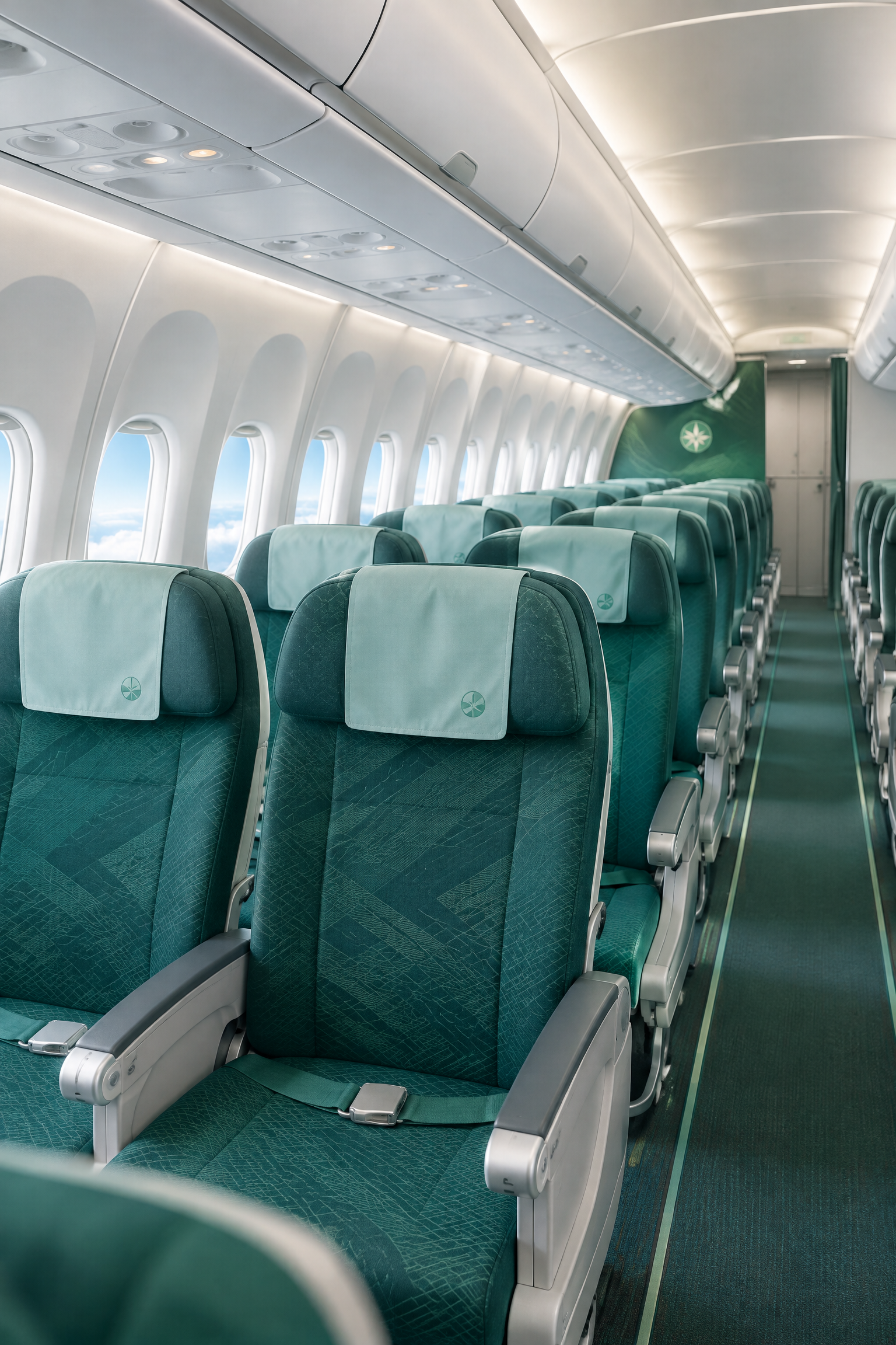 Khoang hành khách sáng và gọn gàng minh họa cho bài viết hành lý EVA Air
