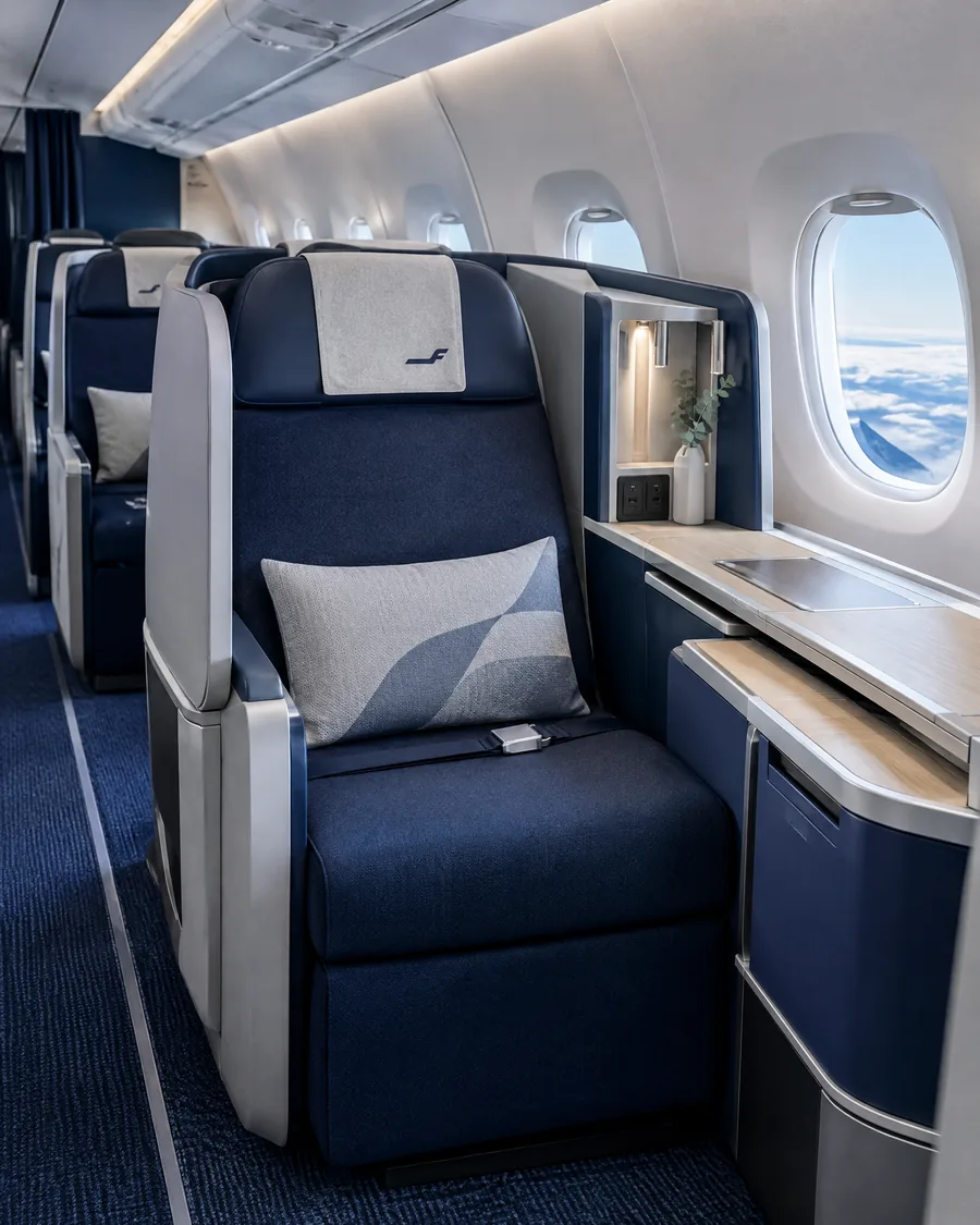 Khoang Thương gia minh họa theo nhận diện hãng: Finnair