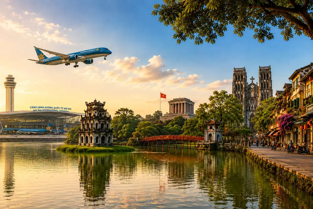 Panorama máy bay đậu tại sân bay quốc tế