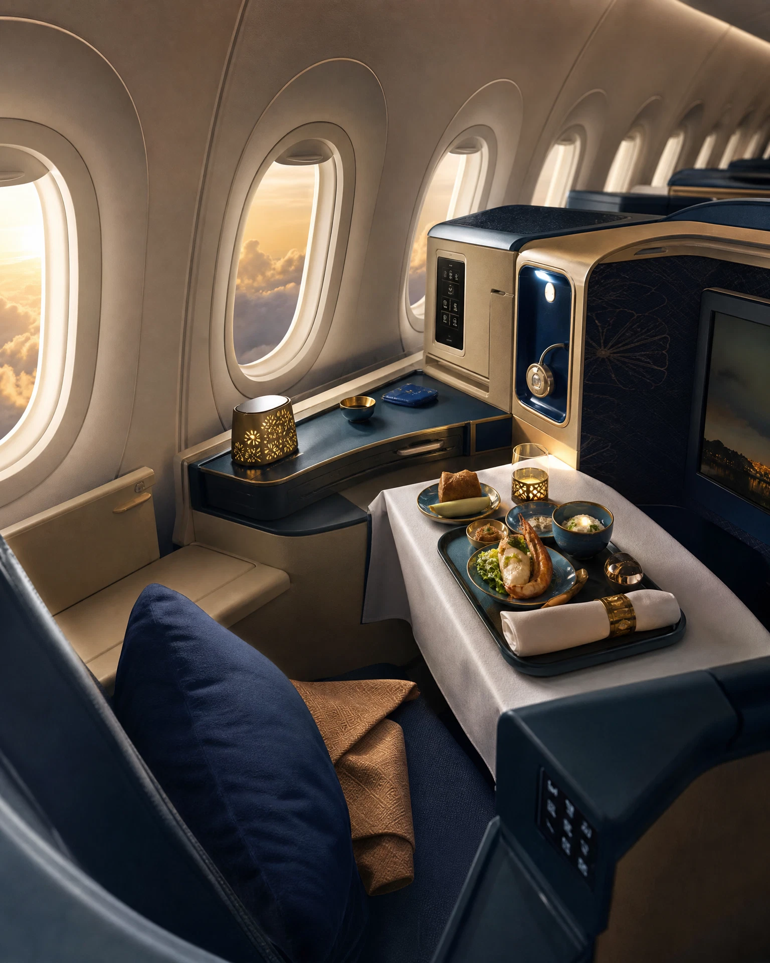 Khoang Thương gia minh họa theo nhận diện hãng: Vietnam Airlines