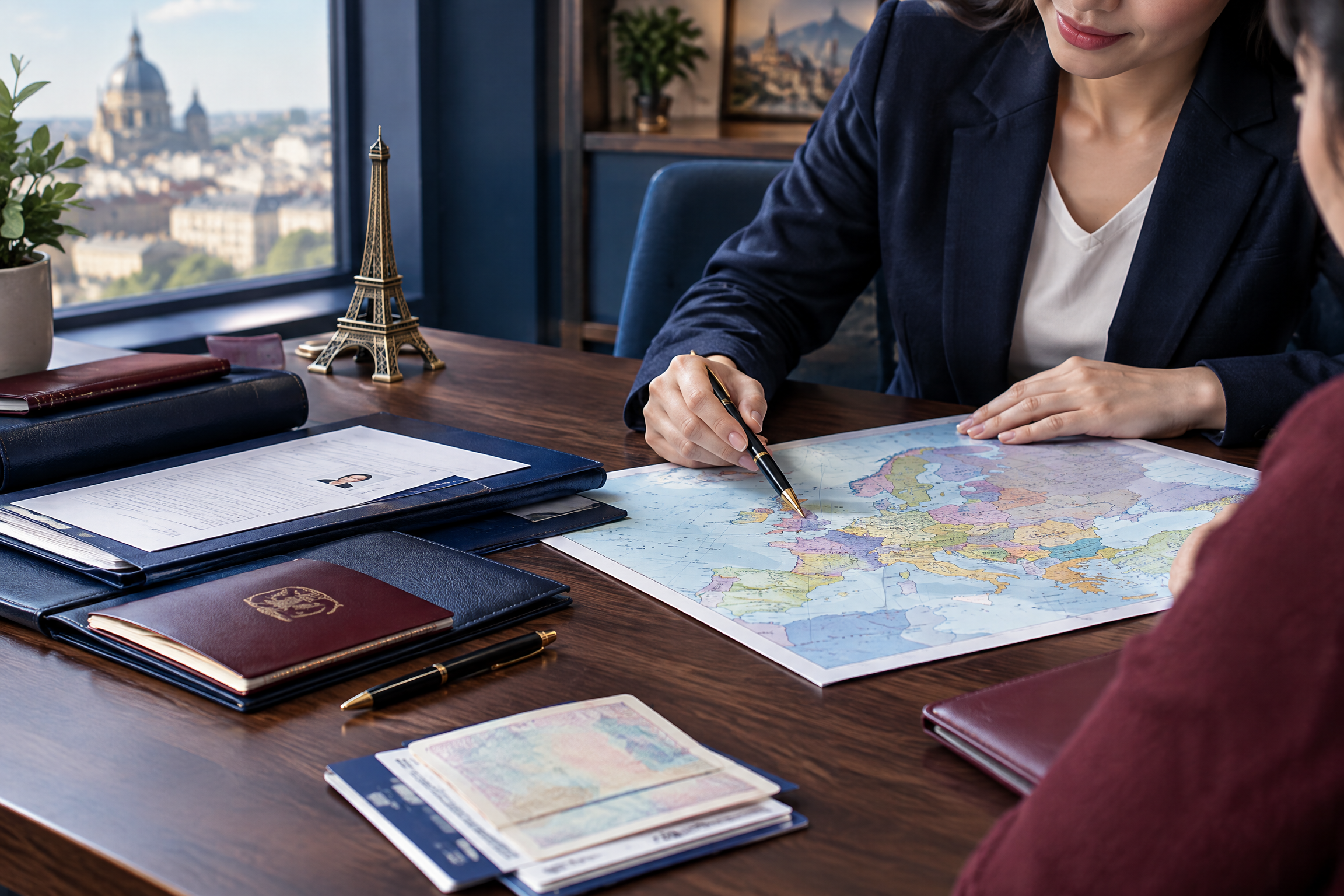 Hộ chiếu và hồ sơ tư vấn Visa châu Âu bên bản đồ châu Âu