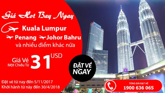KM Air Asia bay châu Á chỉ từ 31 USD siêu rẻ