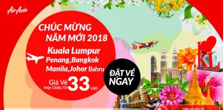 Air Asia mở bán vé 1 chiều năm 2018 chỉ từ 33 USD