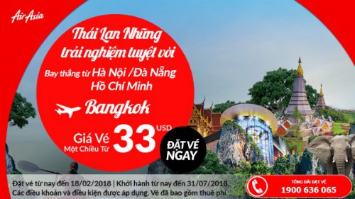 Vé máy bay đi Thái Lan giá rẻ chỉ từ 33 USD