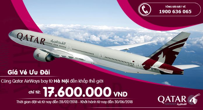 Qatar mở bán vé khứ hồi giá rr từ Hà Nội