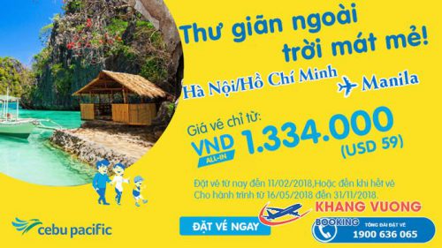 Cebu Pacific khuyến mại vé máy bay giá rẻ chỉ từ 59 USD đi Manila