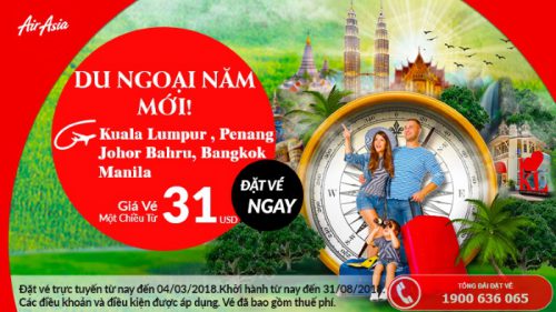 Air Asia khuyến mại vé bay chỉ từ 31 USD