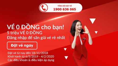 5 triệu vé 0 đồng đến từ Air Asia