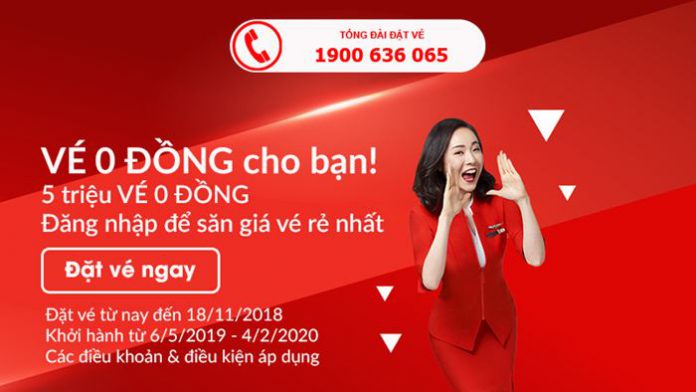 5 triệu vé 0 đồng đến từ Air Asia