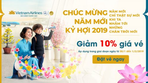 Vietnam Airlines giảm 10 % vé máy bay tất cả các đường bay