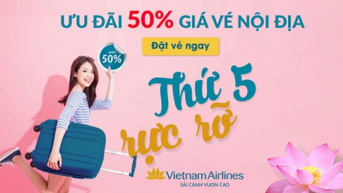 Vietnam Airlines giảm 50% vé máy bay vào thứ 5