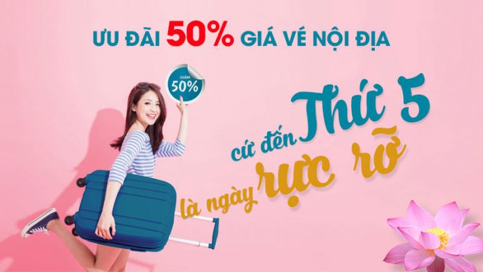 Vietnam Airlines giảm 50% giá vé máy bay nội địa vào thứ 5