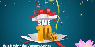 Ưu đãi 10% giá vé máy bay kỷ niệm 24 năm thành lập Vietnam Airlines