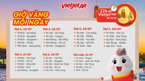 Ngập tràn khuyến mãi vé máy bay 0 đồng từ Vietjet trên tất cả đường bay