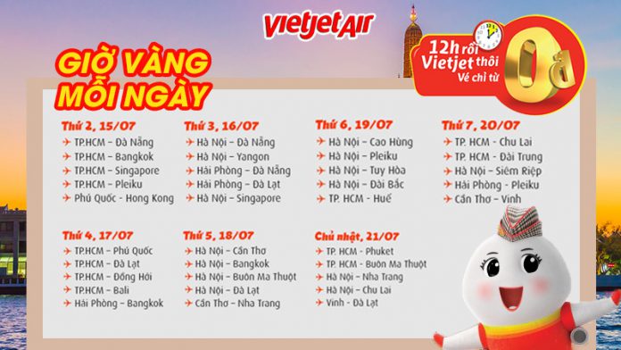 Ngập tràn khuyến mãi vé máy bay 0 đồng từ Vietjet trên tất cả đường bay