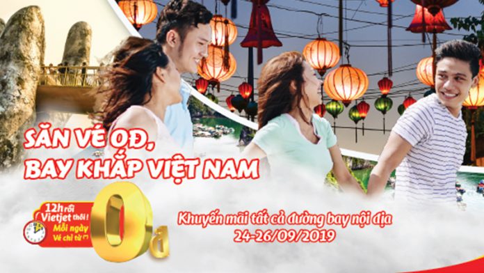 12 giờ săn vé khuyến mãi 0 đồng Vietjet bay khắp Việt Nam