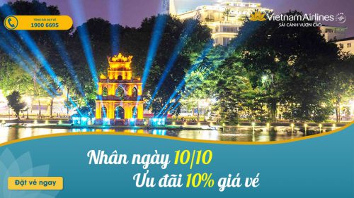 Khuyến mãi ngày 10/10 Vietnam Airlines giảm 10% giá vé