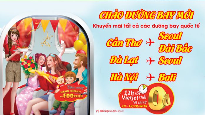 Chào đường bay mới Vietjet Air khuyến mãi 1.980.000 vé 0 đồng