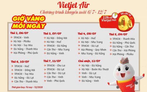 Khuyến mãi vé máy bay chỉ từ 0 đồng du lịch thả ga cùng Vietjet Air