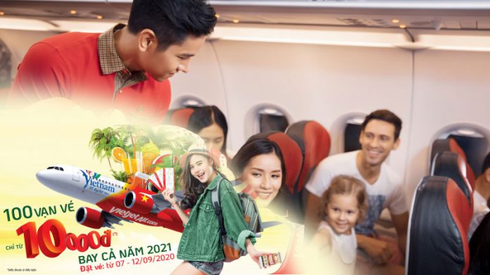 Vietjet Air khuyến mãi vé máy bay chỉ từ 10.000 VND bay cả năm