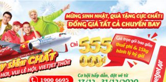 10 triệu vé đồng giá 555.000 VND khuyến mãi Mừng sinh nhật Vietjet