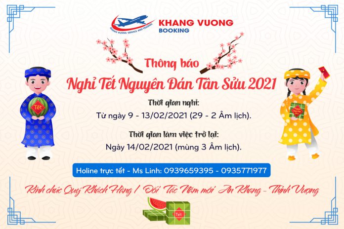 Lịch nghỉ Tết 2021 Khang vuong booking