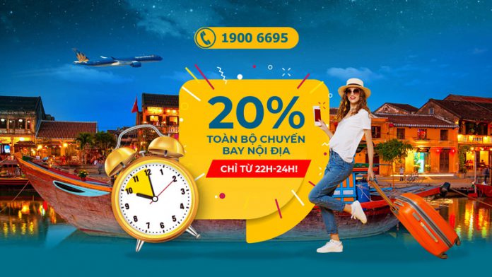 Mid Night sales Vietnam Airlines khuyến mãi 20% giá vé