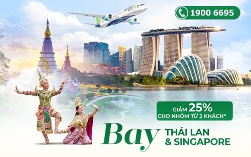 Bamboo Airways ưu đãi vé máy bay Thái Lan, Singapore 25%