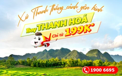 Vietjet Air khuyến mãi vé máy bay đi Thanh Hóa 199k dịp Tết