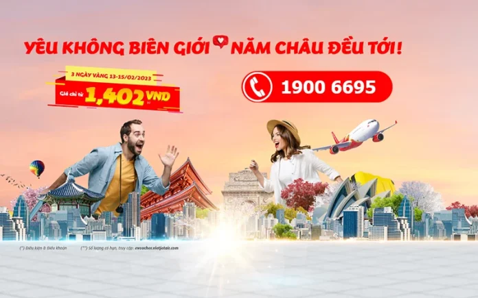 Vietjet khuyến mãi vé máy bay 1402đ dịp lễ tình nhân 14/2