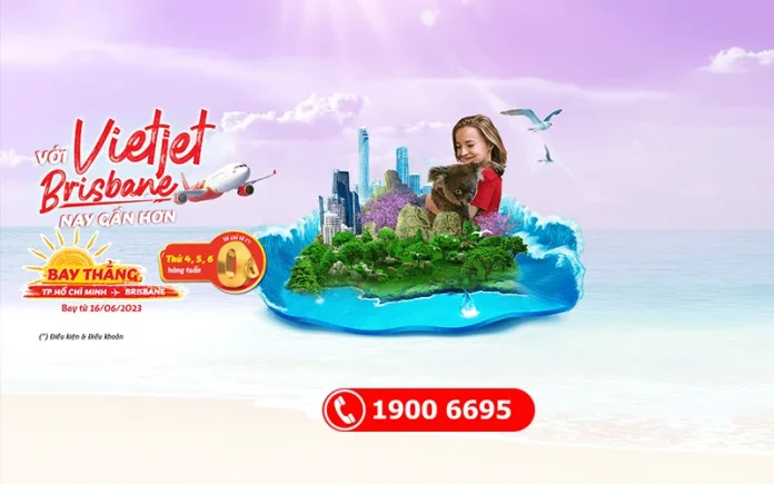 Vietjet Air khuyến mãi vé bay 0 đồng đi Brisbane Úc