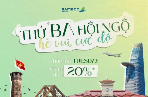 Bamboo Airways ưu đãi giảm đến 20% vé thứ 3 hàng tuần