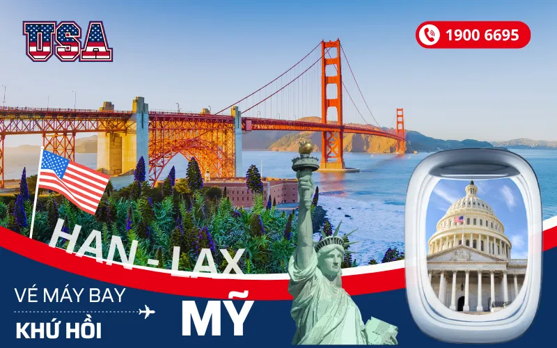 Đặt mua vé máy bay Hà Nội đi Mỹ khứ hồi