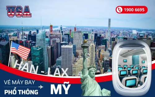 Đặt mua vé máy bay Hà Nội đi Mỹ phổ thông