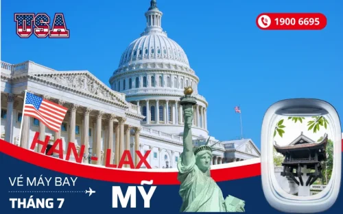 Đặt mua vé máy bay Hà Nội đi Mỹ tháng 7