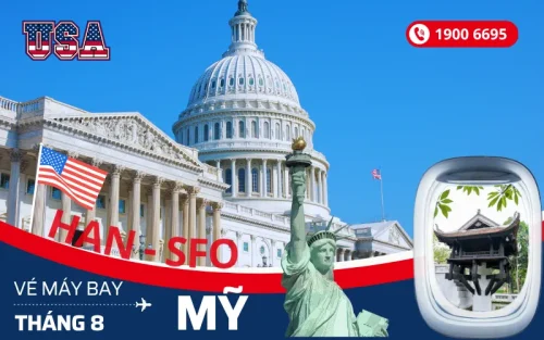 Đặt mua vé máy bay Hà Nội đi Mỹ tháng 8