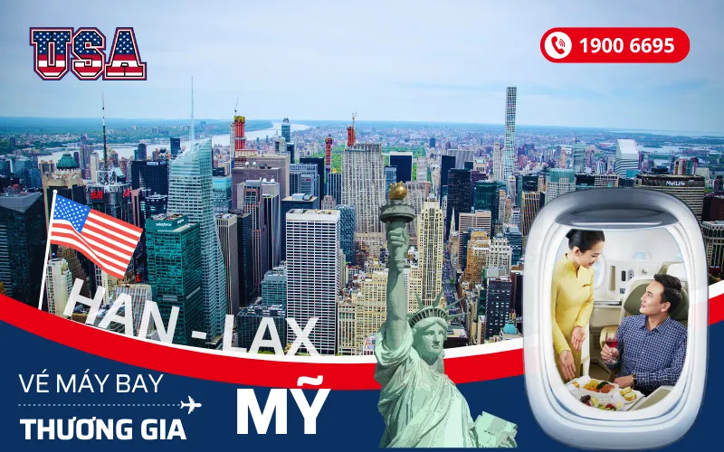 Đặt mua vé máy bay Hà Nội đi Mỹ thương gia